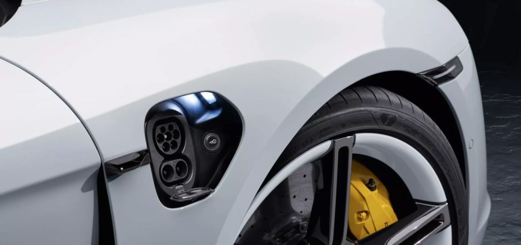 Porsche Taycan EV Electric Vehicle Charging Port